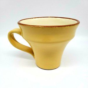 VIETRI Coffee Mug Made in Italy Bell Shape Brown Rim Yellow Outside